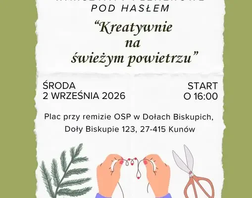 Warsztaty plenerowe w Dołach Biskupich – start 2 września