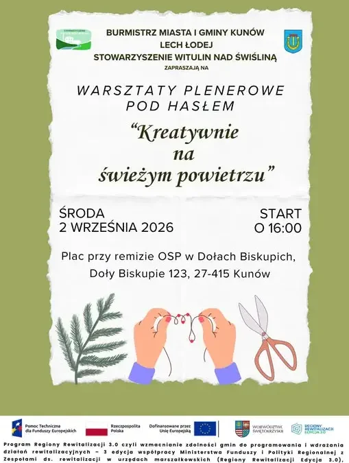 Warsztaty plenerowe w Dołach Biskupich – start 2 września