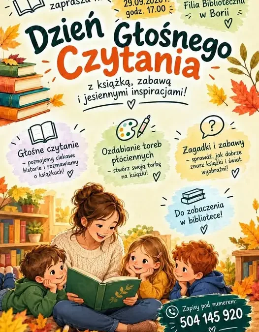 Dzień Głośnego Czytania w Borii – zaproszenie na jesienne popołudnie z książką