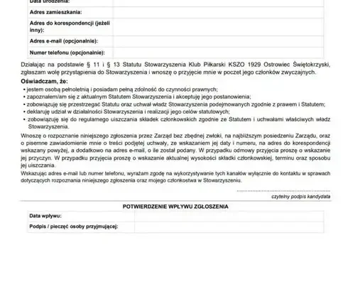 Kibice KSZO Ostrowiec chcą nadzwyczajnego walnego zebrania stowarzyszenia