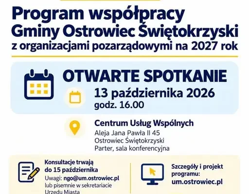 Ostrowiec Świętokrzyski zaprasza NGO do tworzenia programu współpracy na 2027 rok