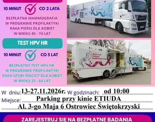 Bezpłatne badania profilaktyczne dla kobiet w Ostrowcu Świętokrzyskim – 13–27 listopada 2026