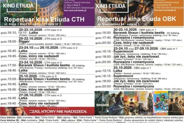 Repertuar Kina Etiuda w Ostrowcu Świętokrzyskim – co zobaczymy w październiku?