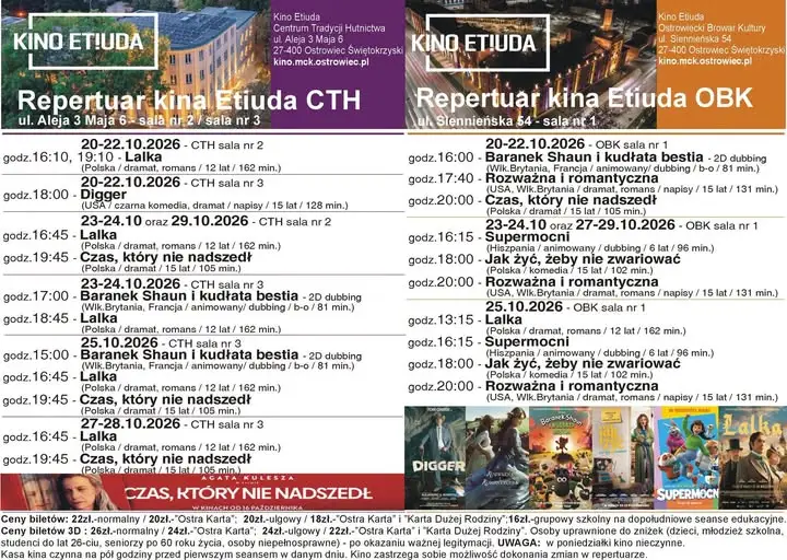 Repertuar Kina Etiuda w Ostrowcu Świętokrzyskim – co zobaczymy w październiku?